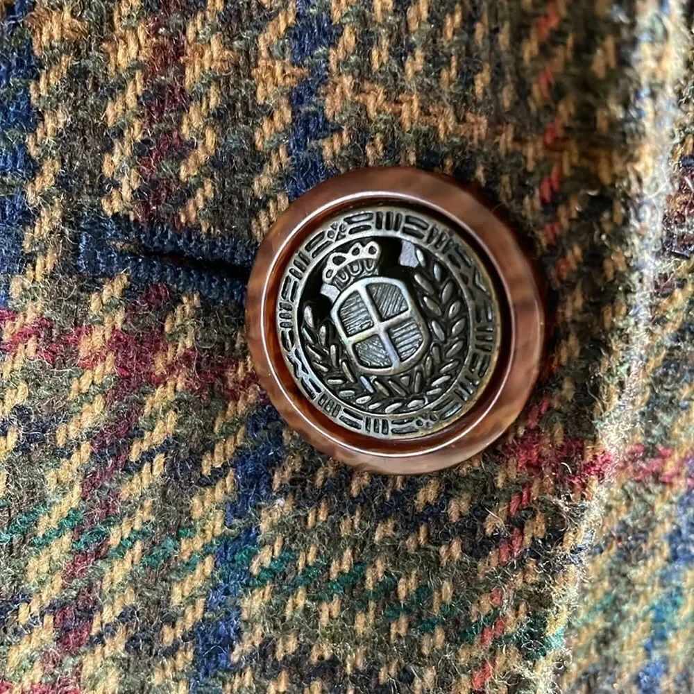 Sag Harbor Men’s Dress Coat, Dark Brown Plaid , See Measurements, Vintage